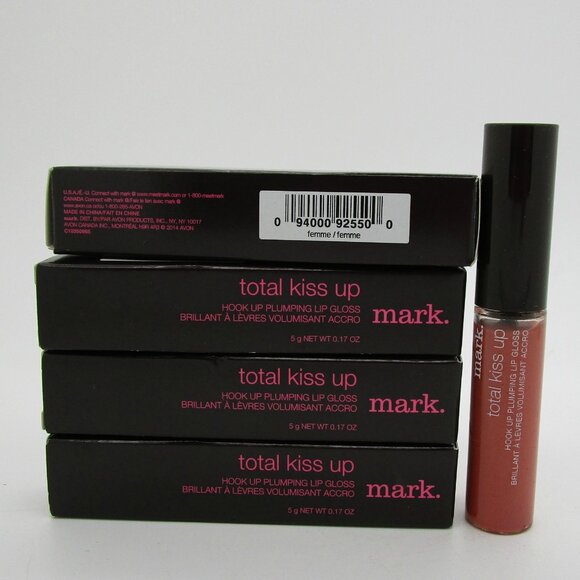 AVON Mark Total Kiss Up Hook Up Plumping Lip Gloss FEMME - Lot of 4